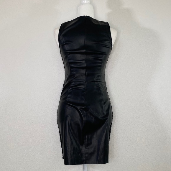 Zara basket weave faux leather body con dress - Picture 2 of 3